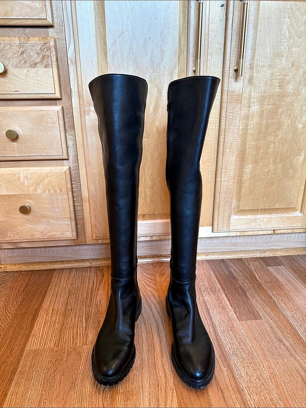 Stuart Weitzman Lowland Lift Boot Black Over-the-Knee Boots
